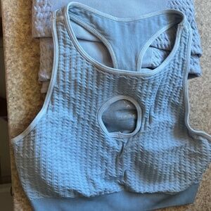 NUX Racerback Crop Sports Bra Tank Top W/ Built In Bra--Size S